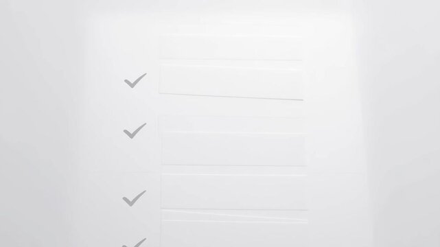 Paper checklist with check marks appearing sequentially to show completed tasks and organized project planning progress