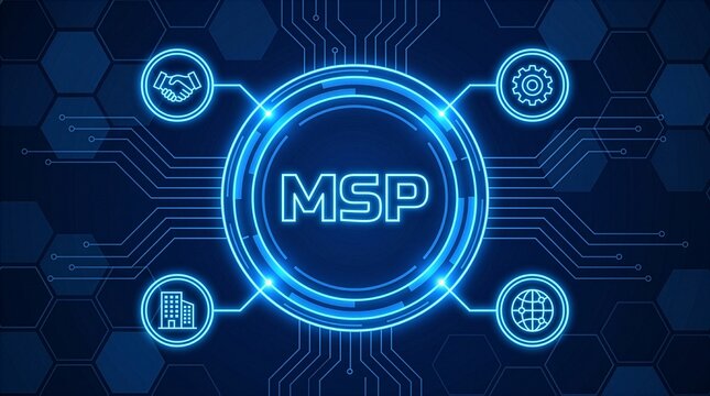 MSP  managed service provider concept, A managed service provider is a third party company that remotely manages a customer's information technology