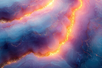 Fototapeta premium Iridescent Opal Marble Texture with Glowing Gold Veins