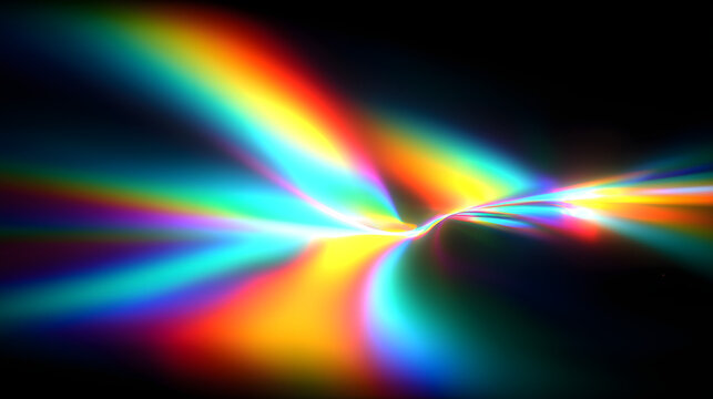 Vibrant rainbow light beam effect.