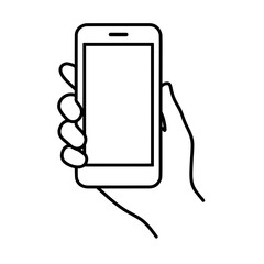 スマートフォンを持つ手のラインアイコン ©  KYOKO HATANAKA