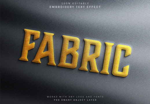 In Relief Realistic Embroidery Text Effect on Fabric Texture Mockup