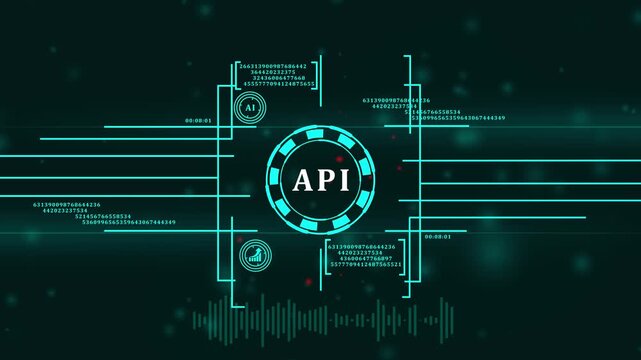 API - Application Programming Interface. Software development tool. Business, modern technology, internet and networking concept.4k video