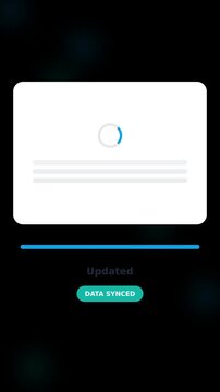 Mobile app refresh interface animation. Loading progress and status update