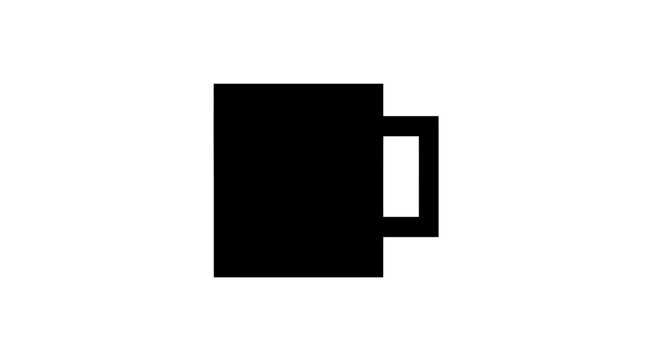Minimalist black coffee mug icon isolated on white background