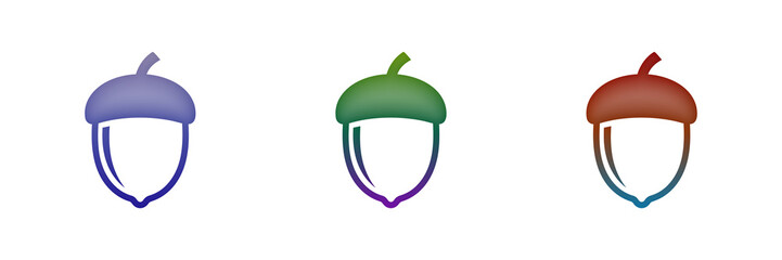 Three colorful acorn icons with gradient design © MDBodrul