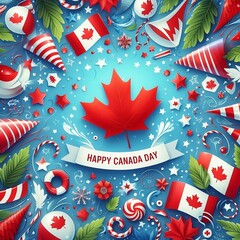 Obraz premium Canada Day BBQ Party Invitation Template. with a BBQ stove in center vector illustration with clean space and space for copy area for text, created with generative ai