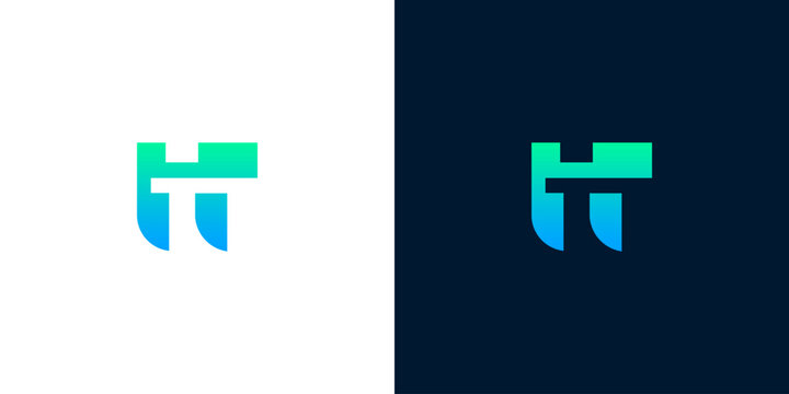 Modern HT logo design in gradient blue and green, representing innovation and technology