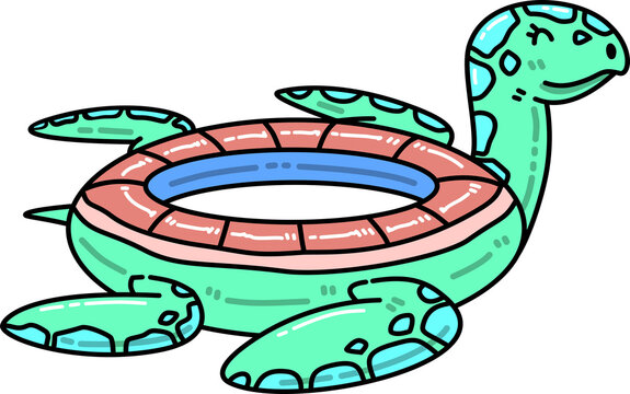 Summer Turtle Pool Float Illustration