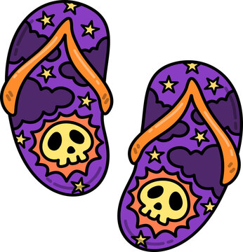 Summerween Flip Flops with Skull Design Cartoon
