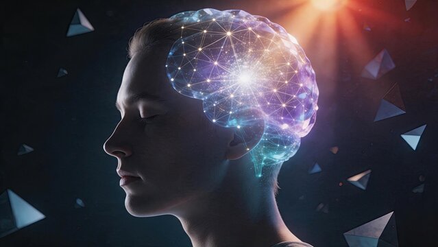 Digital brain artificial intelligence concept, human mind network connection, futuristic technology innovation, neural network data processing, cognitive computing, machine