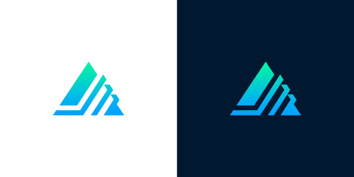 Dynamic abstract triangle logo with a progressive layered design, symbolizing growth, digital advancement, and structured innovation in a modern gradient aesthetic