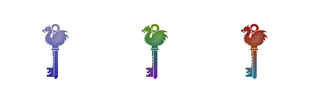 Three colorful dragon keys with gradient design