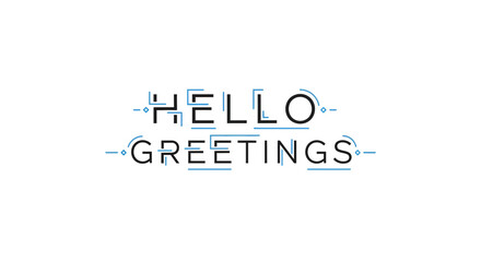 Minimalist Hello Greetings Typography Design with Geometric Lines © Ahmad Ahh