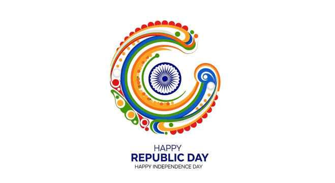 Abstract Indian Republic Day Celebration Design with Ashoka Chakra