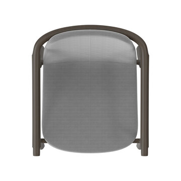 Modern Minimal Dining Armchair with Curved Wood Frame Top View on White Background
