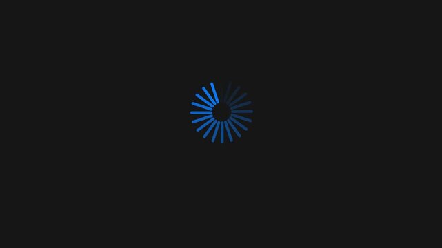 Loading animation Blue spinner showing buffering on black background, preloaded animation, upload and download status