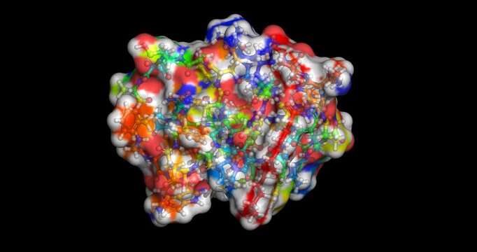 Bulevirtide, anticancer drug / entry inhibitor for hepatitis B/delta virus, 3D molecule spinning, 4K