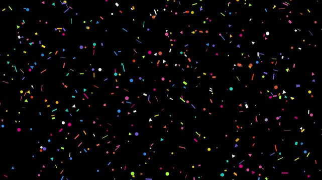Heavy colorful falling confetti animation for celebration events on green background