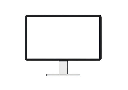 Modern flat-screen computer monitor with stand isolated on transparent background