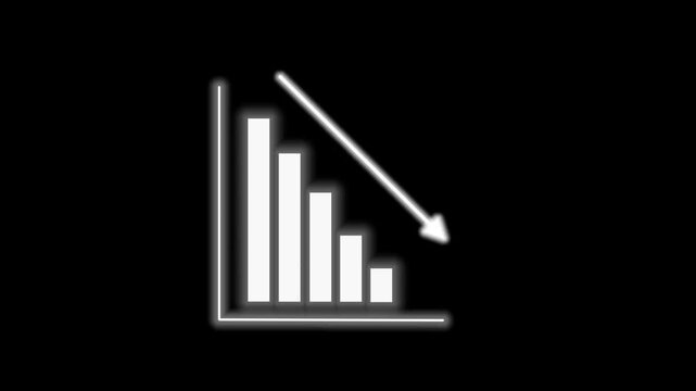 Down arrow business graph chart animation.  Loss business graph icon animation.  Going down graph chart animation.  Decreasing business graph concept.
