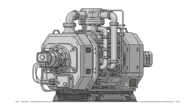 Detailed 2D CAD Vector illustration of industrial Machine Equipment Technology