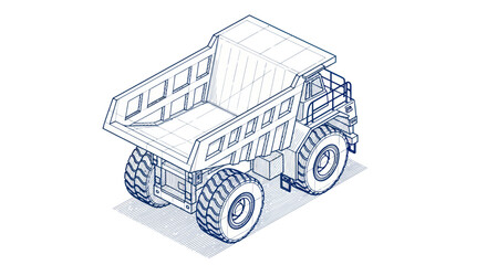 Mining Dump Truck Isometric Sketch © Barokah