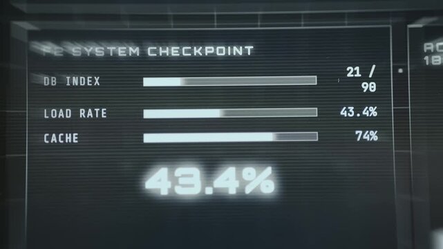 System checkpoint screen displaying technical-style statistics