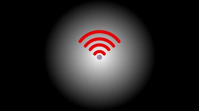 "Red Wi-Fi signal icon animation representing connection failure or offline status.4k video