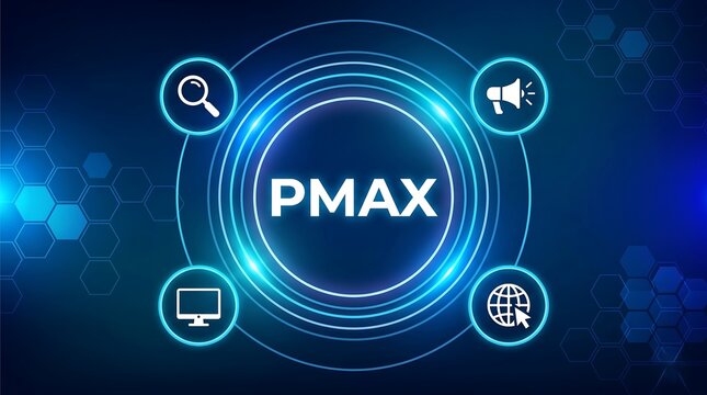 PMAX Performance Max Digital Marketing Concept with Technology Icons
