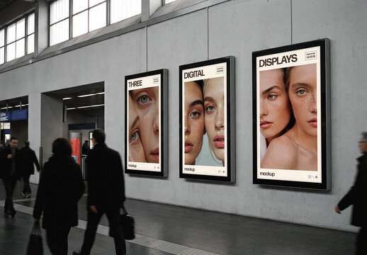 Digital Displays Mockup &ndash; Train Station Branding Presentation (PSD)