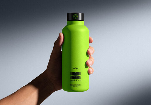 Matte Bottle Mockup &ndash; in Hand Packaging Branding Presentation (PSD)