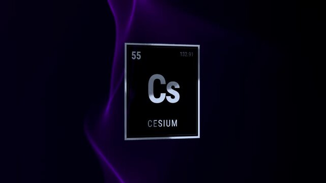 Cesium Periodic Table Element Symbol on Dark Purple Background