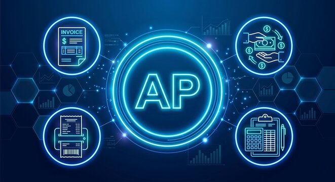 AP Accounts Payable Finance Concept with Digital Business Icons