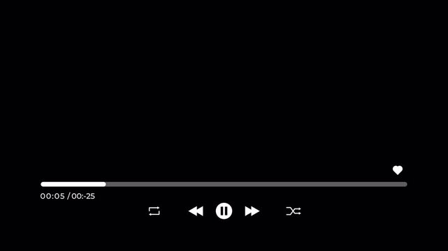 Modern Minimal Audio Streaming Overlay with Playback Timeline and Transparent Display Area, Elegant Music Control Interface Animation, 4K Video Asset