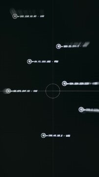 Technical computer terminal showing distributed network nodes