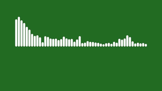 White line audio wave visualization on transparent background, 4k digital voice record effect, sound wave equalizer loopable overlay, podcasts, streaming, and motion design projects