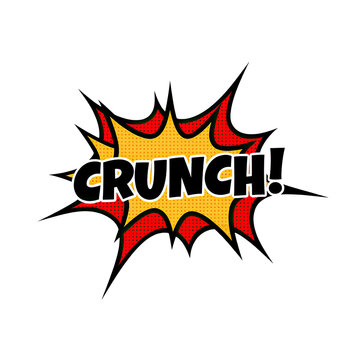 explosive comic book style crunch text effect with dynamic flames and sparks isolated on transparent background