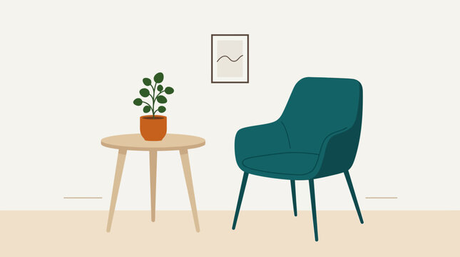 Teal colored chair with legs.