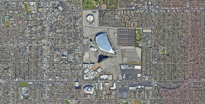 Aerial Satellite View SoFi Stadium Inglewood Los Angeles FIFA 2026