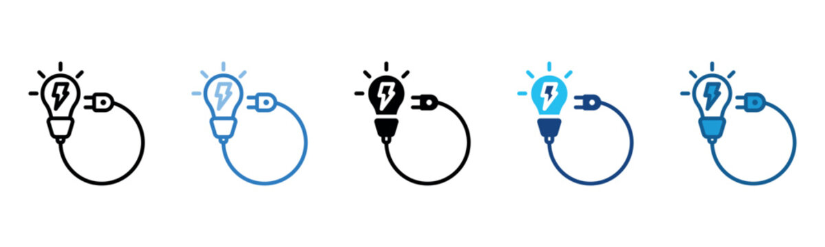 Electricity Icon Set Multiple Style Of