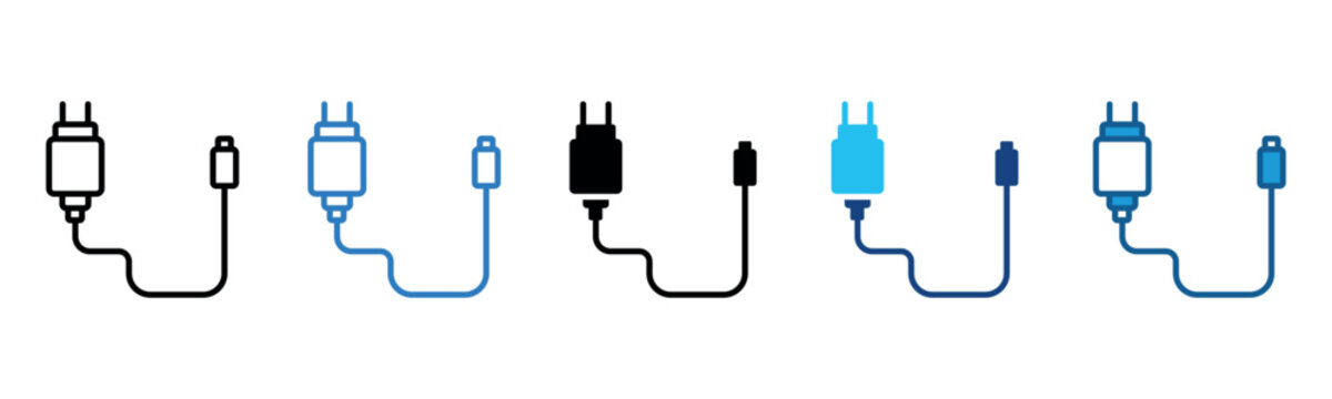 Cable Icon Set Multiple Style Of