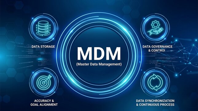 MDM Master Data Management Concept with Digital Technology Icons