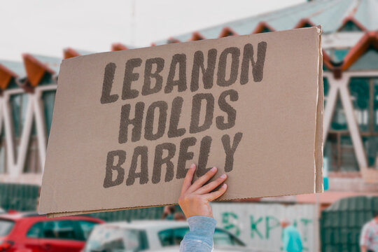 "Lebanon Holds Barely" The nation maintains fragile stability under pressure. LEBANON. FRAGILE. MIDEAST. STATE. STABILITY.