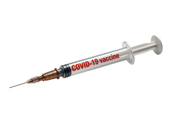 Fototapeta premium Covid 19 Vaccine Syringe Isolated on Transparent Background