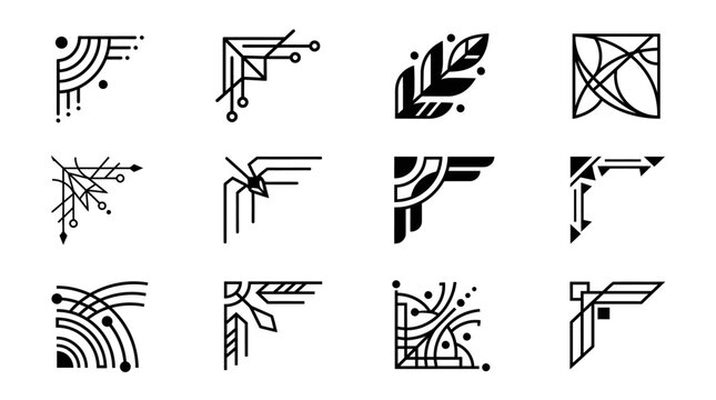 Collection of abstract geometric shapes logos.