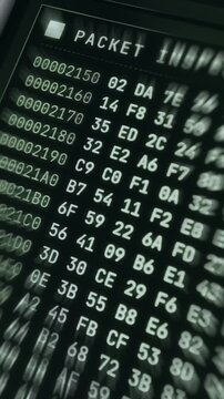 Digital hex dump displaying binary data in hexadecimal format