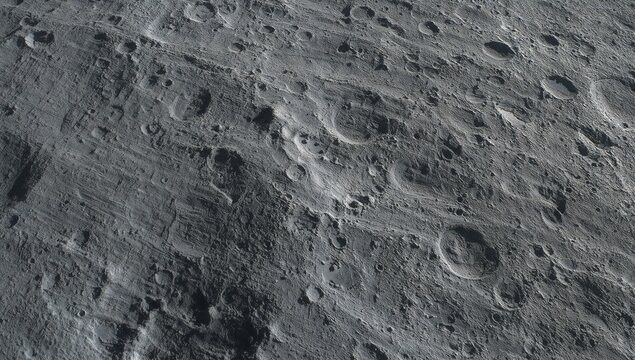 Close-up of Moon's Surface Showing Craters and Rocky Terrain