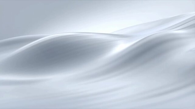 Minimalist Metallic Silver Liquid Wave and Sleek White Satin Flow