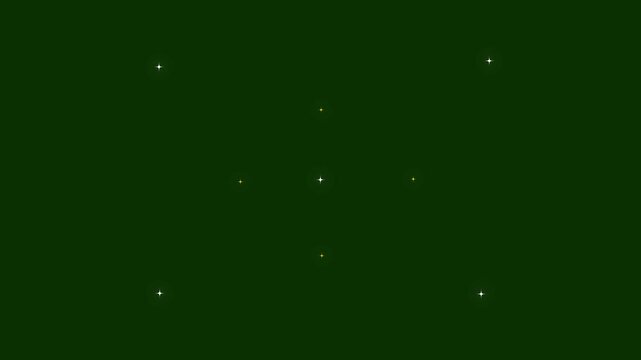 White Gold Cartoon Blinking Stars Animation with Fast Glitter Motion, Twinkle Sparkle Effects, Rotating Glowing Trails and Dazzling Magical Shine on Green Screen Background 4k Video